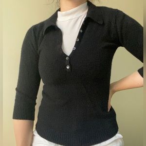 Brora black cashmere sweater with collar